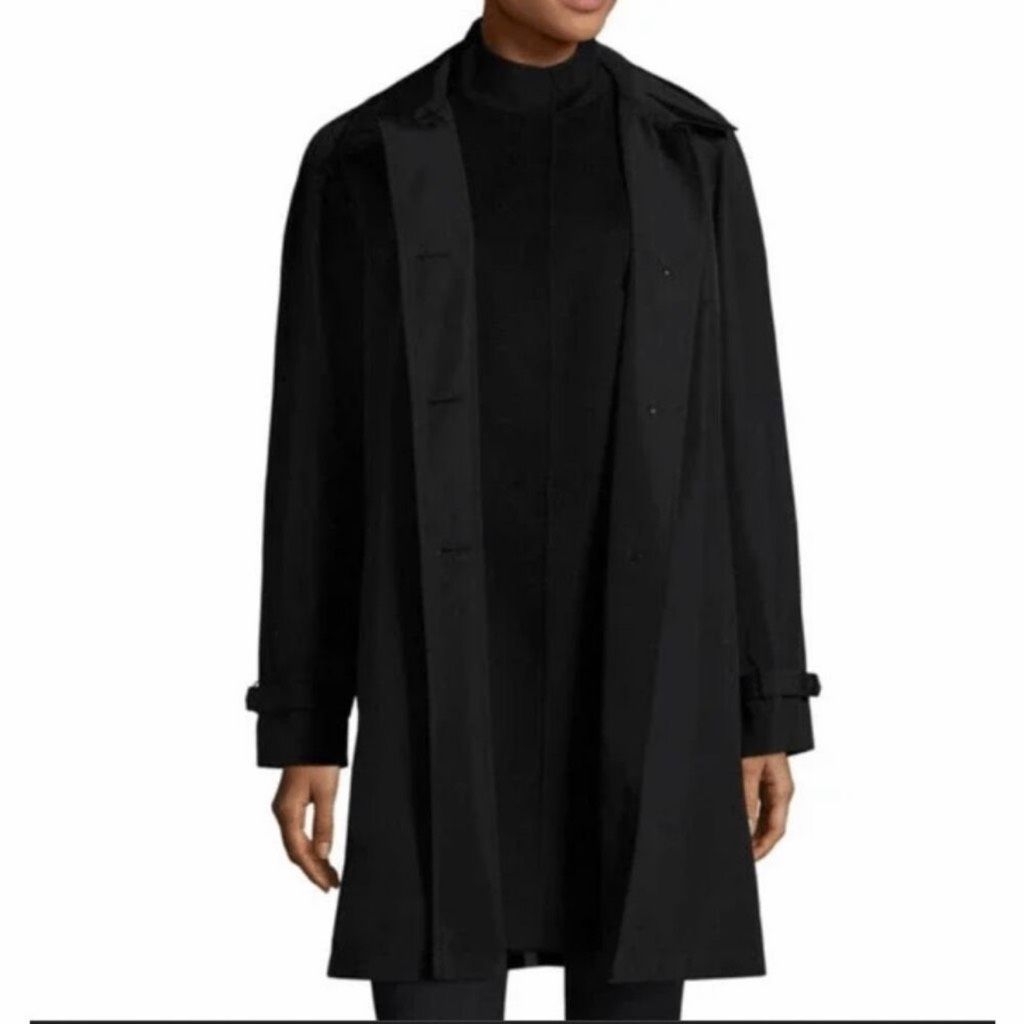 Jane Post X Loro Piana $1250 Wool Double Coat Hooded Topper Black Womens Medium
